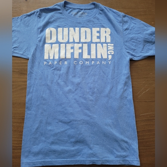 Ripple Junction The Office Dunder Mifflin Blue White Tee Size Small - Picture 2 of 4